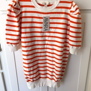 NWT Avara Orange and White Striped Sweater Large